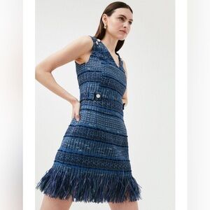 Karen Millen Blue Fringe Mini Dress